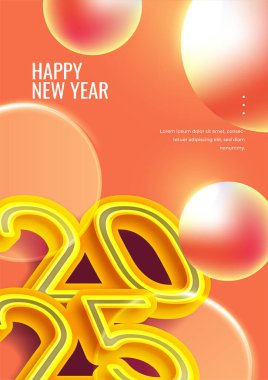 2025 Soyut Turuncu ve Sarı Geometrik Tasarım Arkaplanı