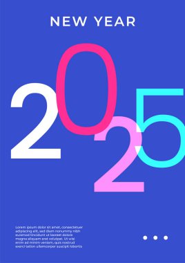 Yeni Yıl 2025 Mavi Pembe ve Beyaz Biçimli Flyer Şablonu