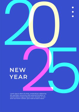 Mutlu yıllar 2025 Düz Mavi Pembe ve Beyaz Tasarım Posteri