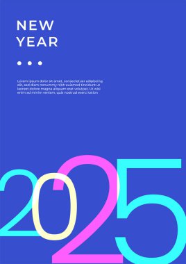 Mutlu yıllar 2025 Düz Mavi Pembe ve Beyaz Tasarım Posteri