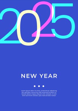 Mutlu yıllar 2025 Düz Mavi Pembe ve Beyaz Tasarım Posteri