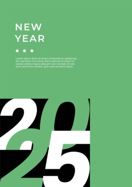 Yeşil Siyah ve Beyaz Soyut Modern 2025 Kapak Posteri Tasarımı Arkaplan