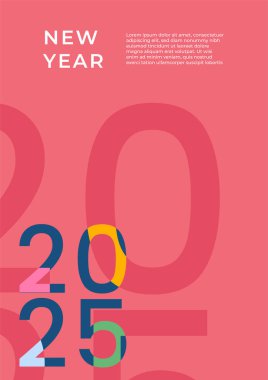 Mutlu yıllar 2025 Düz Kırmızı Sarı ve Yeşil Tasarım Posteri