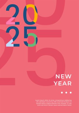 Soyut Kırmızı Sarı ve Yeşil 2025 Geometrik Tasarım Arkaplanı