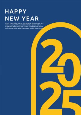 Mavi ve Sarı Soyut Modern 2025 Kapak Posteri Tasarımı Arkaplan