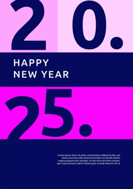 Mutlu yıllar 2025 Düz Mavi ve Pembe Tasarım Posteri
