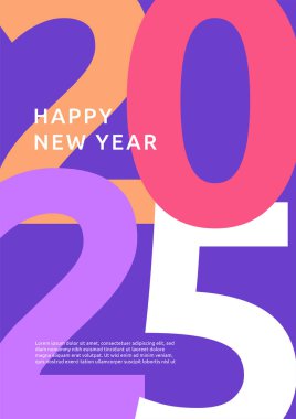 Yeni Yıl 2025 Mor Mor Mor Kırmızı ve Sarı Biçimli Flyer Şablonu