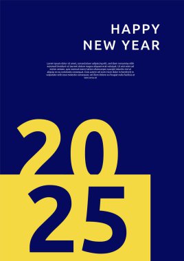 Mavi ve Sarı 2025 Geometrik Kapaklı Poster Tasarımı Arkaplan