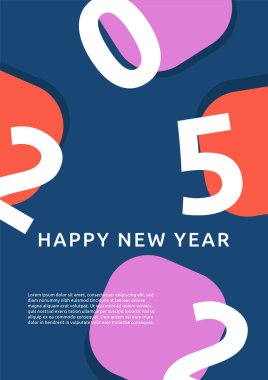 Yeni Yıl 2025 Koyu Mavi ve Pembe Biçimli Flyer Şablonu