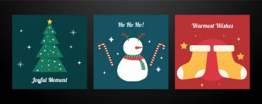 Modern Grafik Çizimleriyle Şenlikli Noel Kartı Tasarımı