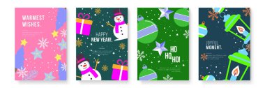 Modern Grafik Çizimleriyle Şenlikli Noel Kartı Tasarımı