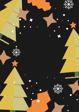 Şenlikli illüstrasyon Noel Elementli Zarif Noel tebrik kartı