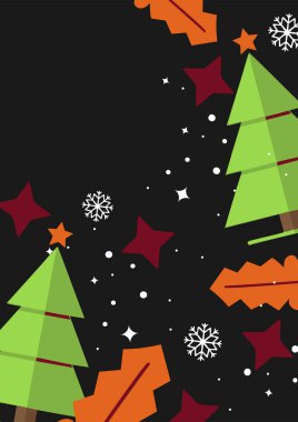 Renkli Noel Ağacı Tasarımı ve Festivalsel Tipografi Sanatı. Kutlama kartları, bayram dekorasyonu ve mevsimlik tasarımlar için mükemmel..