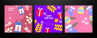 Modern Grafik Çizimleriyle Şenlikli Noel Kartı Tasarımı