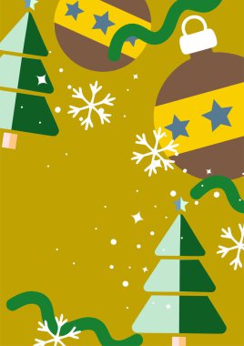 Chrismast Element Desoration ve Tatil Dilekleri ile Noel Kartı