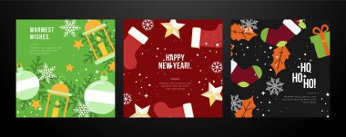 Modern Grafik Çizimleriyle Şenlikli Noel Kartı Tasarımı
