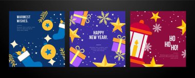 Modern Grafik Çizimleriyle Şenlikli Noel Kartı Tasarımı