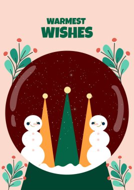 Şölen dekorlu, büyüleyici bir Noel kartı. Tatil Neşe ve Kutlamanın Özünü Yakalıyorum