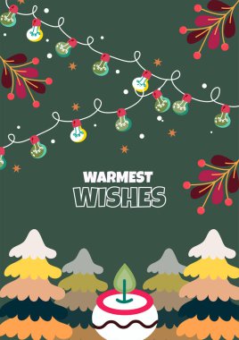 Chrismast Element Desoration ve Tatil Dilekleri ile Noel Kartı