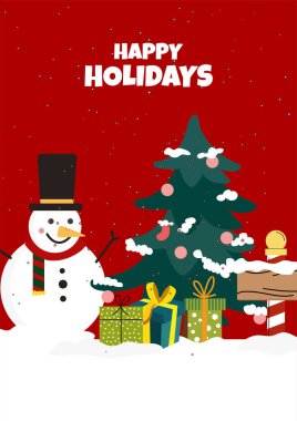 Noel Elemen Dekorasyonlu Noel Kartı