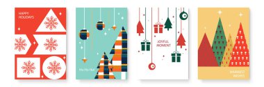 Modern Grafik Çizimleriyle Şenlikli Noel Kartı Tasarımı