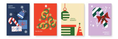 Modern Grafik Çizimleriyle Şenlikli Noel Kartı Tasarımı