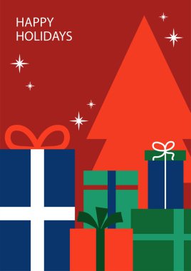 Şölen dekorlu, büyüleyici bir Noel kartı. Tatil Neşe ve Kutlamanın Özünü Yakalıyorum