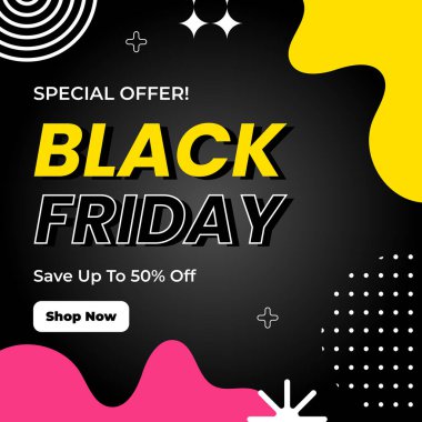 Cesur Kara Cuma Parlak Renkli Satış Duyurusu