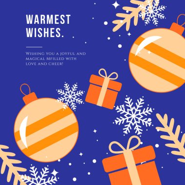 Chrismast Element Desoration ve Tatil Dilekleri ile Noel Kartı