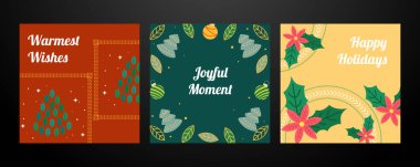 Süslü ve hediye paketli Noel Tasarımları. Noel süsleri ve hediye paketlerinin yer aldığı bir Holiday Illustrations Koleksiyonu. Bayram sezonunu kutlamak için mükemmel.