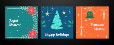 Süslü ve hediye paketli Noel Tasarımları. Noel süsleri ve hediye paketlerinin yer aldığı bir Holiday Illustrations Koleksiyonu. Bayram sezonunu kutlamak için mükemmel.