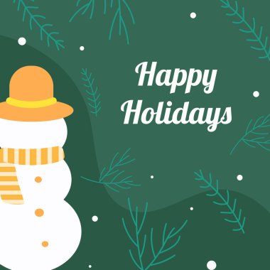 Şenlikli illüstrasyon Noel Elementli Zarif Noel tebrik kartı