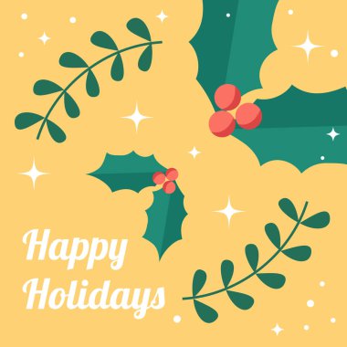 Şenlikli illüstrasyon Noel Elementli Zarif Noel tebrik kartı