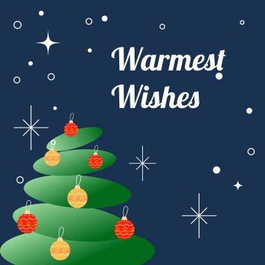 Chrismast Element Desoration ve Tatil Dilekleri ile Noel Kartı