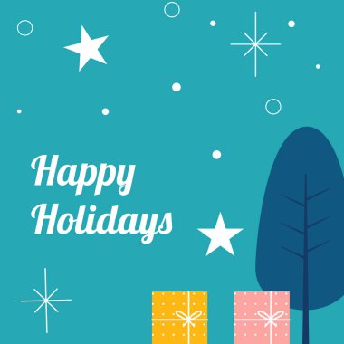 Renkli Noel Ağacı Tasarımı ve Festivalsel Tipografi Sanatı. Kutlama kartları, bayram dekorasyonu ve mevsimlik tasarımlar için mükemmel..