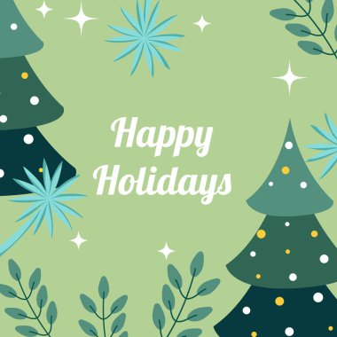 Noel Elemen Dekorasyonlu Noel Kartı