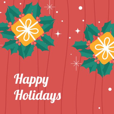 Noel Elemen Dekorasyonlu Noel Kartı