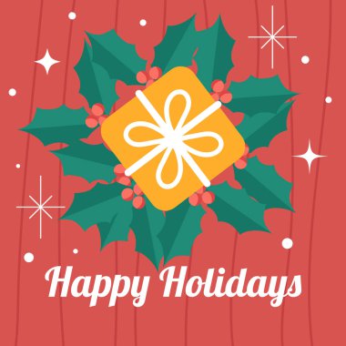 Şölen dekorlu, büyüleyici bir Noel kartı. Tatil Neşe ve Kutlamanın Özünü Yakalıyorum