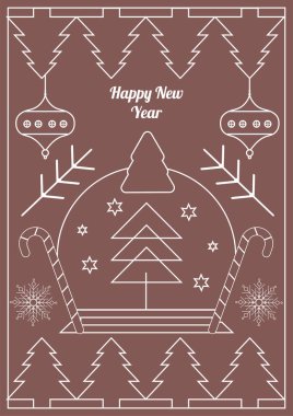 Chritsmas Line Style Kartı ve Chritsmas Line Elemen Dekorasyonu