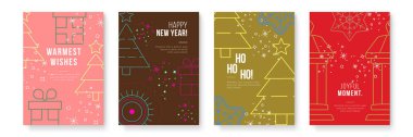 Renkli Chritsmas Çizgi Kartı Tasarımı Festivalsel Elementlerle