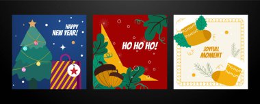 Süslü ve hediye paketli Noel Tasarımları. Noel süsleri ve hediye paketlerinin yer aldığı bir Holiday Illustrations Koleksiyonu. Bayram sezonunu kutlamak için mükemmel.