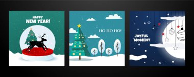 Modern Grafik Çizimleriyle Şenlikli Noel Kartı Tasarımı