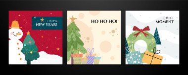 Modern Sanat Tasarımının yer aldığı Noel Kartları