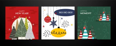 Süslü ve hediye paketli Noel Tasarımları. Noel süsleri ve hediye paketlerinin yer aldığı bir Holiday Illustrations Koleksiyonu. Bayram sezonunu kutlamak için mükemmel.