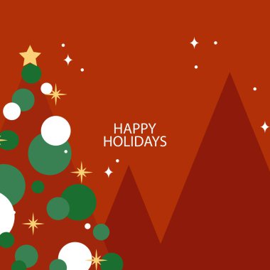 Renkli Noel Ağacı Tasarımı ve Festivalsel Tipografi Sanatı. Kutlama kartları, bayram dekorasyonu ve mevsimlik tasarımlar için mükemmel..