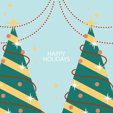 Chrismast Element Desoration ve Tatil Dilekleri ile Noel Kartı