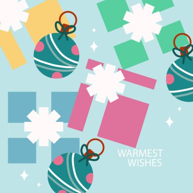 Şenlikli illüstrasyon Noel Elementli Zarif Noel tebrik kartı