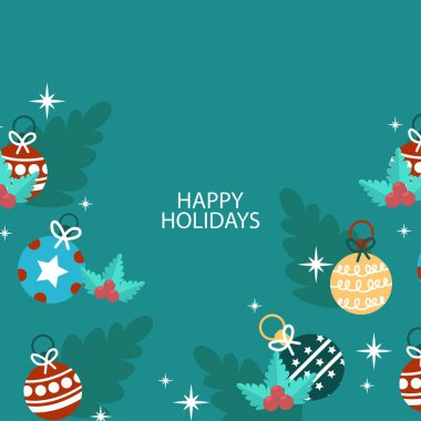 Noel Elemen Dekorasyonlu Noel Kartı