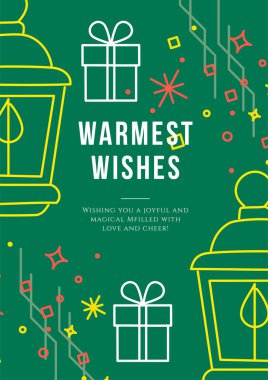 Noel çizgisi stili kutlama illüstrasyonları. Chritsmas Satır Biçimli tebrik kartı.