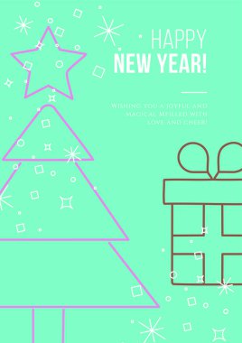 Renkli Chritsmas Hattı Şenlikli Tipografi Sanatı ile Ağaç Tasarımı. Kutlama kartları, bayram dekorasyonu ve mevsimlik tasarımlar için mükemmel..